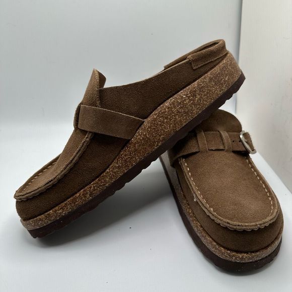 CUSHIONAIRE Women's Genuine Leather Cork Footbed Clog with +Comfort 8 BROWN - Picture 7 of 7